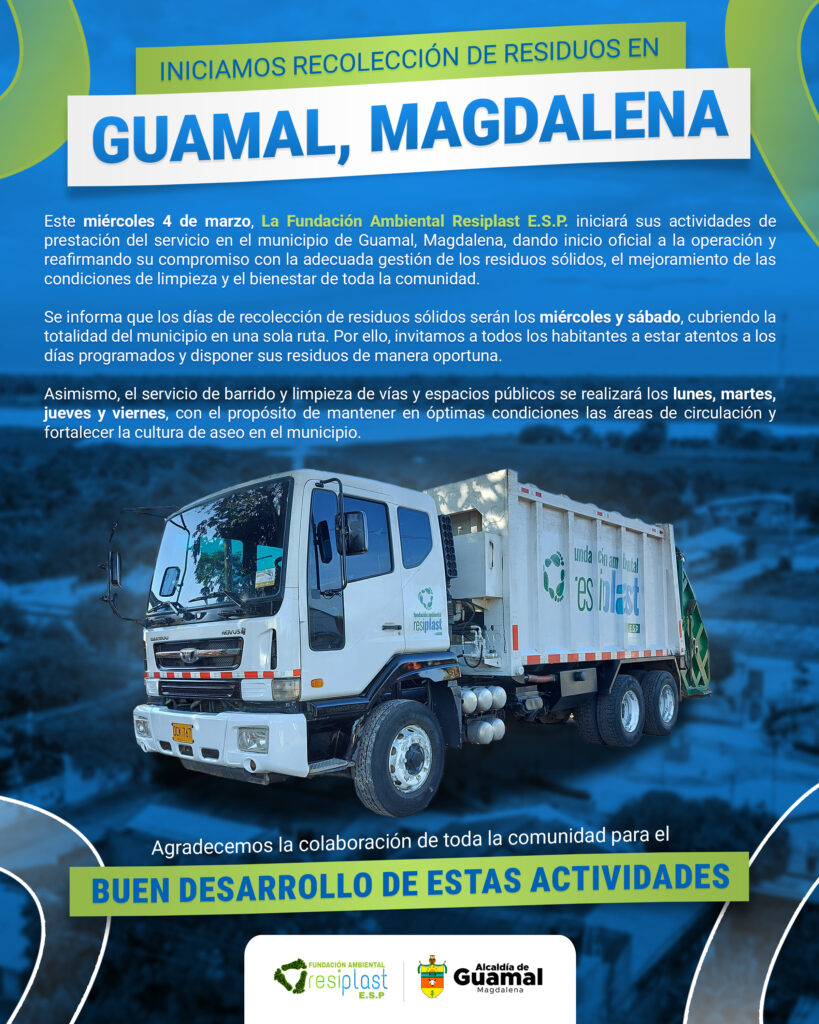 Iniciamos operación del servicio de aseo en Guamal, Magdalena
